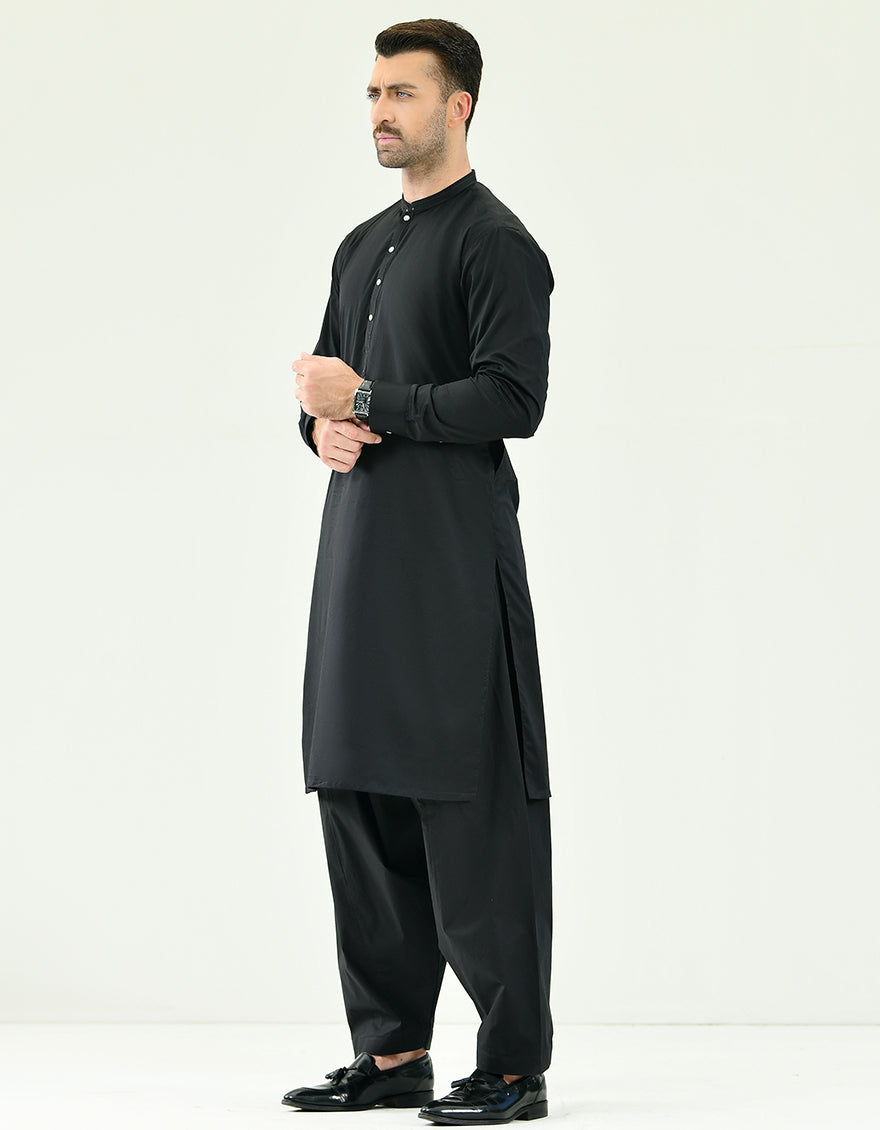 Cotton Black Shalwar Kameez - J. Junaid Jamshed