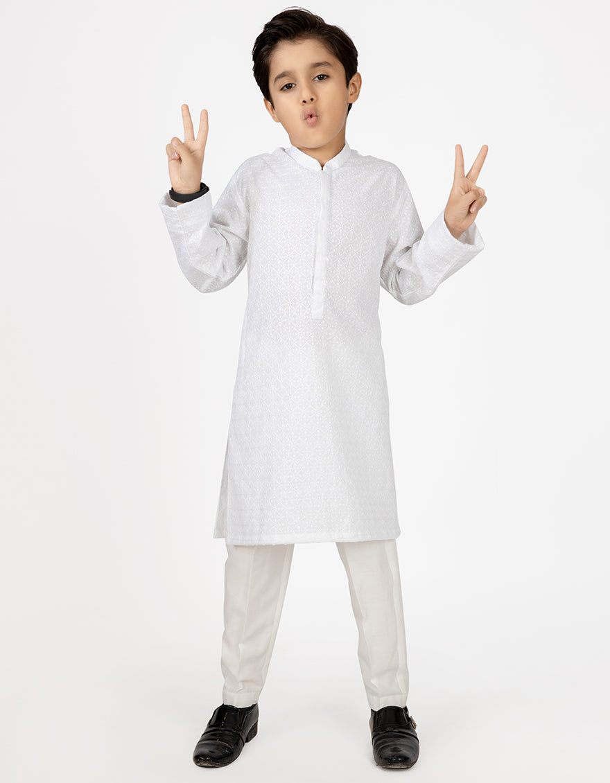 Blended White Shalwar Kameez - J. Junaid Jamshed