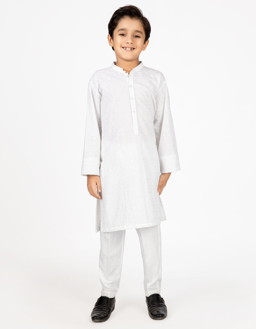 Polyester Viscose White Shalwar Kameez - J. Junaid Jamshed