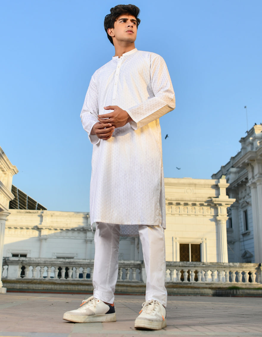 Cotton White Shalwar Kameez - J. Junaid Jamshed