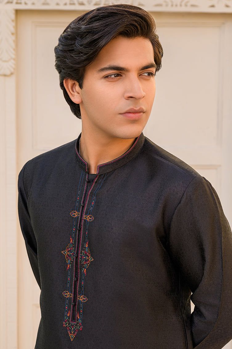 Polyester Black Special Kurta J. Junaid Jamshed Janan