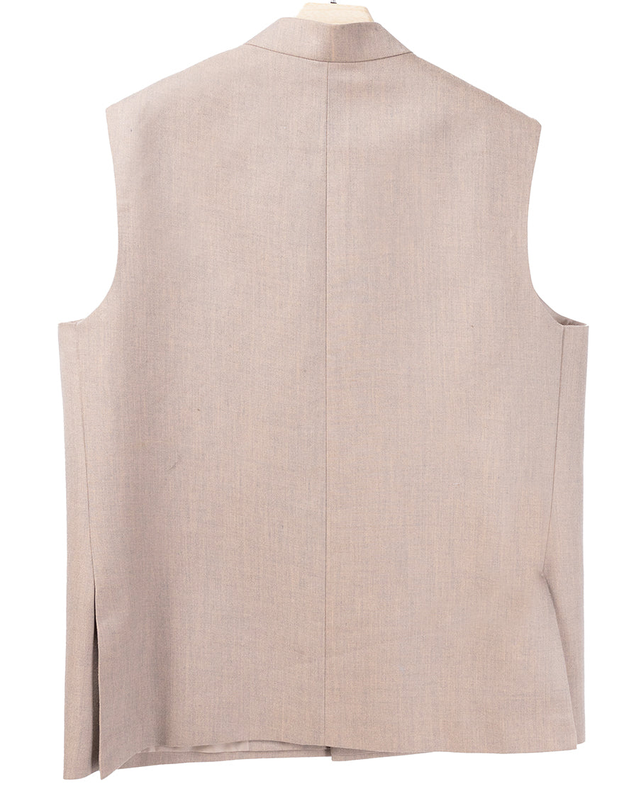 Blended Beige Waist Coat - J. Junaid Jamshed