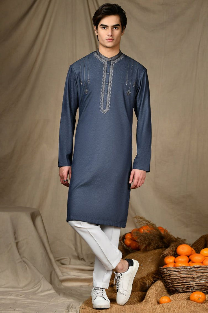 Cotton Grey Special Kurta - J. Junaid Jamshed