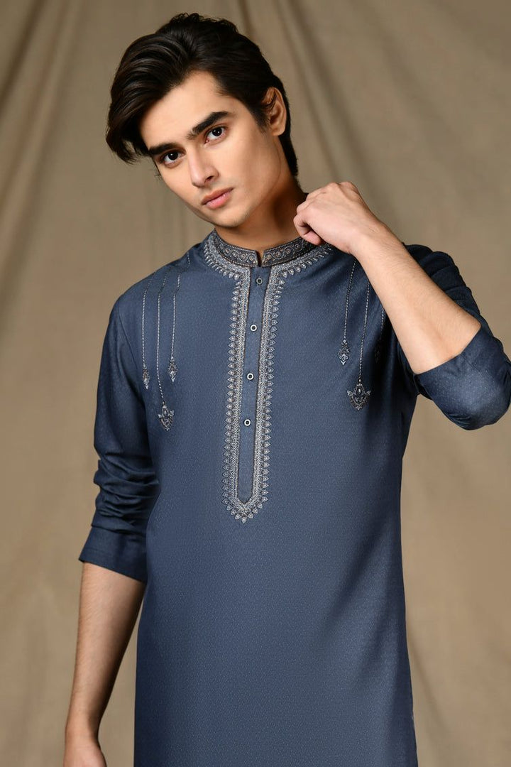 Cotton Grey Special Kurta - J. Junaid Jamshed