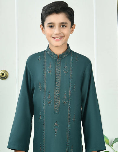 Blended Dark Green Special Kurta - J. Junaid Jamshed