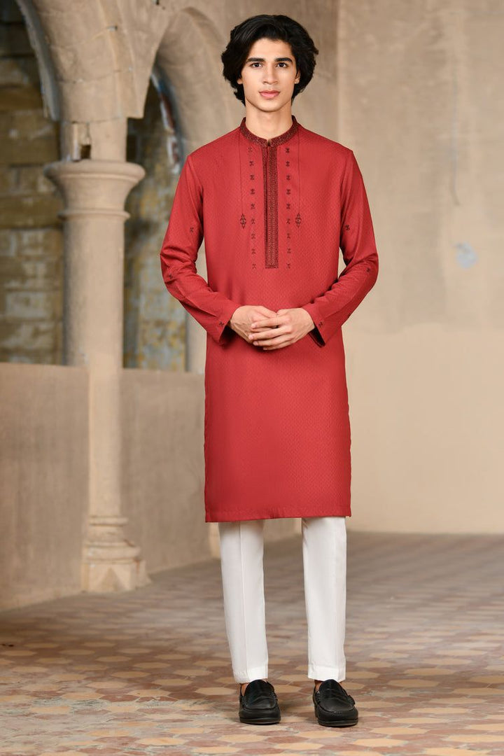 Blended Red Special Kurta - J. Junaid Jamshed
