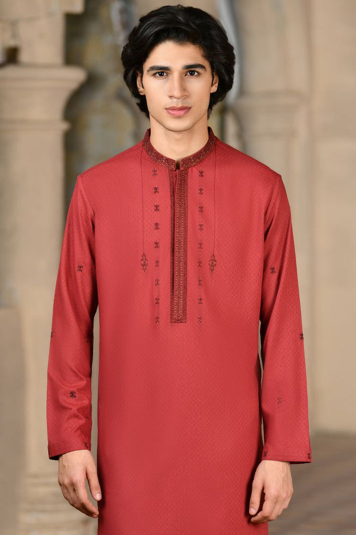 Blended Red Special Kurta - J. Junaid Jamshed