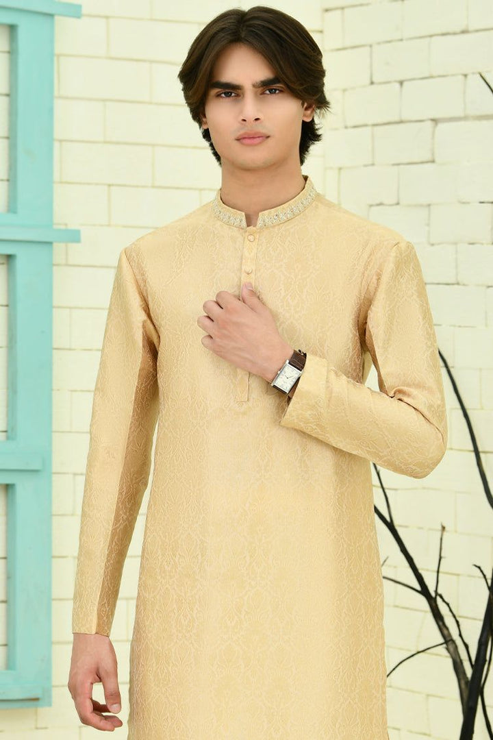 Polyester Yellow Special Kurta - J. Junaid Jamshed