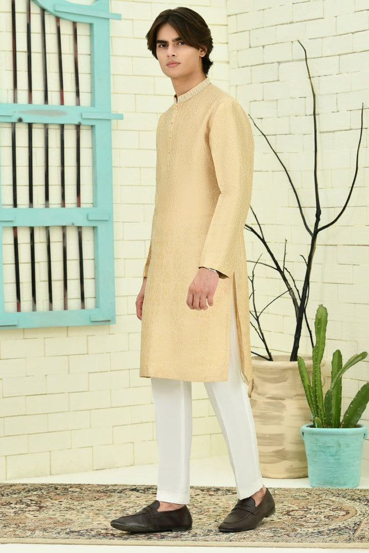 Polyester Yellow Special Kurta - J. Junaid Jamshed