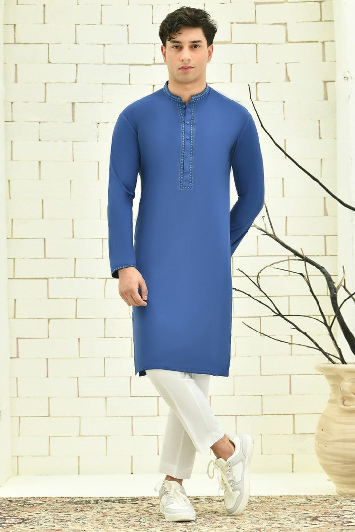 Blended Blue Special Kurta - J. Junaid Jamshed