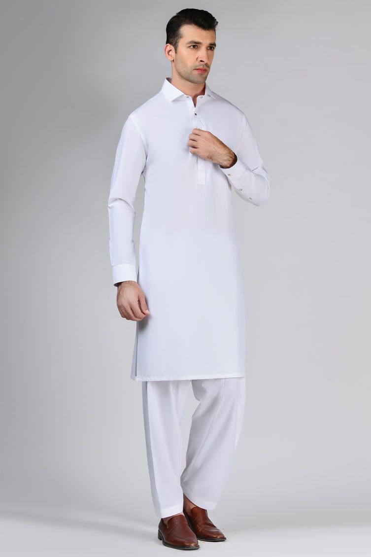 Blended White Shalwar Kameez - J. Junaid Jamshed