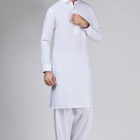 Blended White Shalwar Kameez - J. Junaid Jamshed