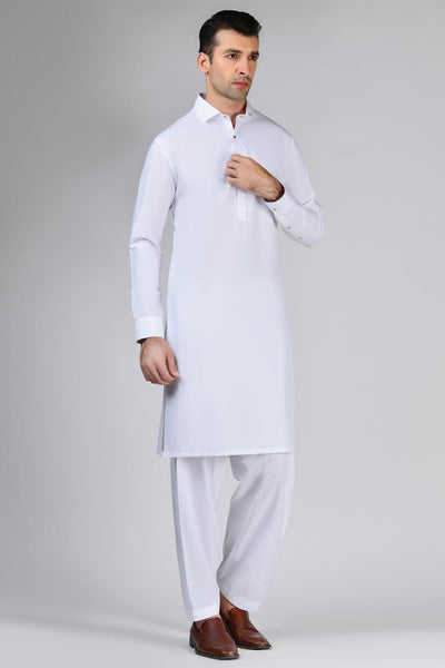 Blended White Shalwar Kameez - J. Junaid Jamshed