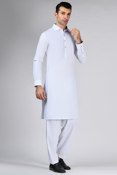 Blended White Shalwar Kameez - J. Junaid Jamshed