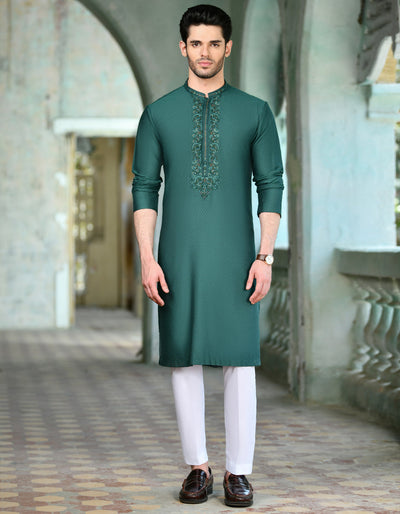 Polyester Green Special Kurta - J. Junaid Jamshed