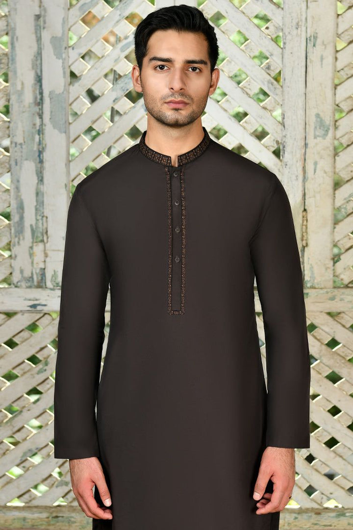 Blended Brown Special Kurta - J. Junaid Jamshed