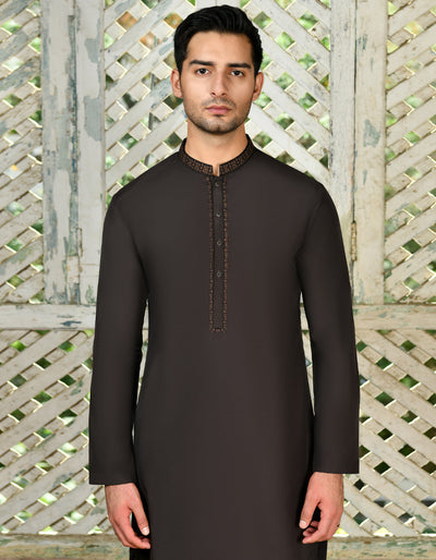 Blended Brown Special Kurta - J. Junaid Jamshed