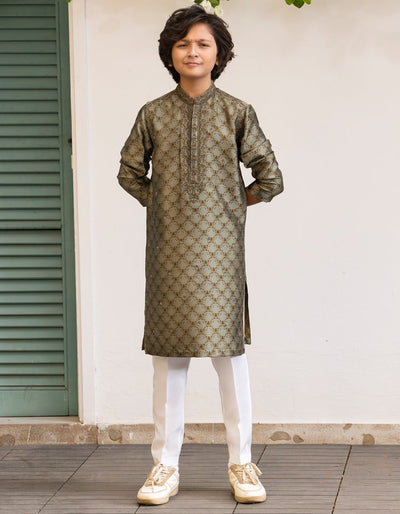 Polyester Green Special Kurta - J. Junaid Jamshed