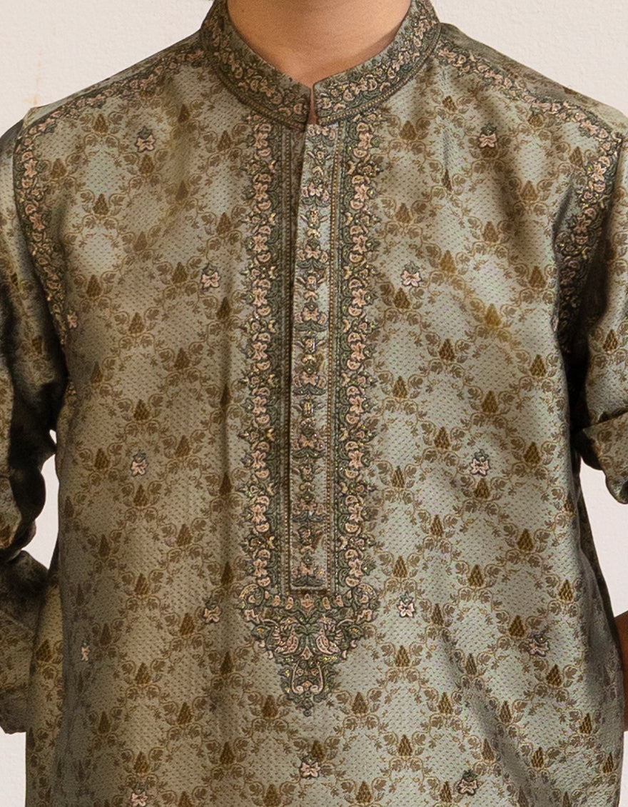 Polyester Green Special Kurta - J. Junaid Jamshed