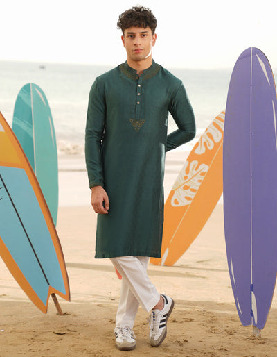 Blended Green Special Kurta - J. Junaid Jamshed