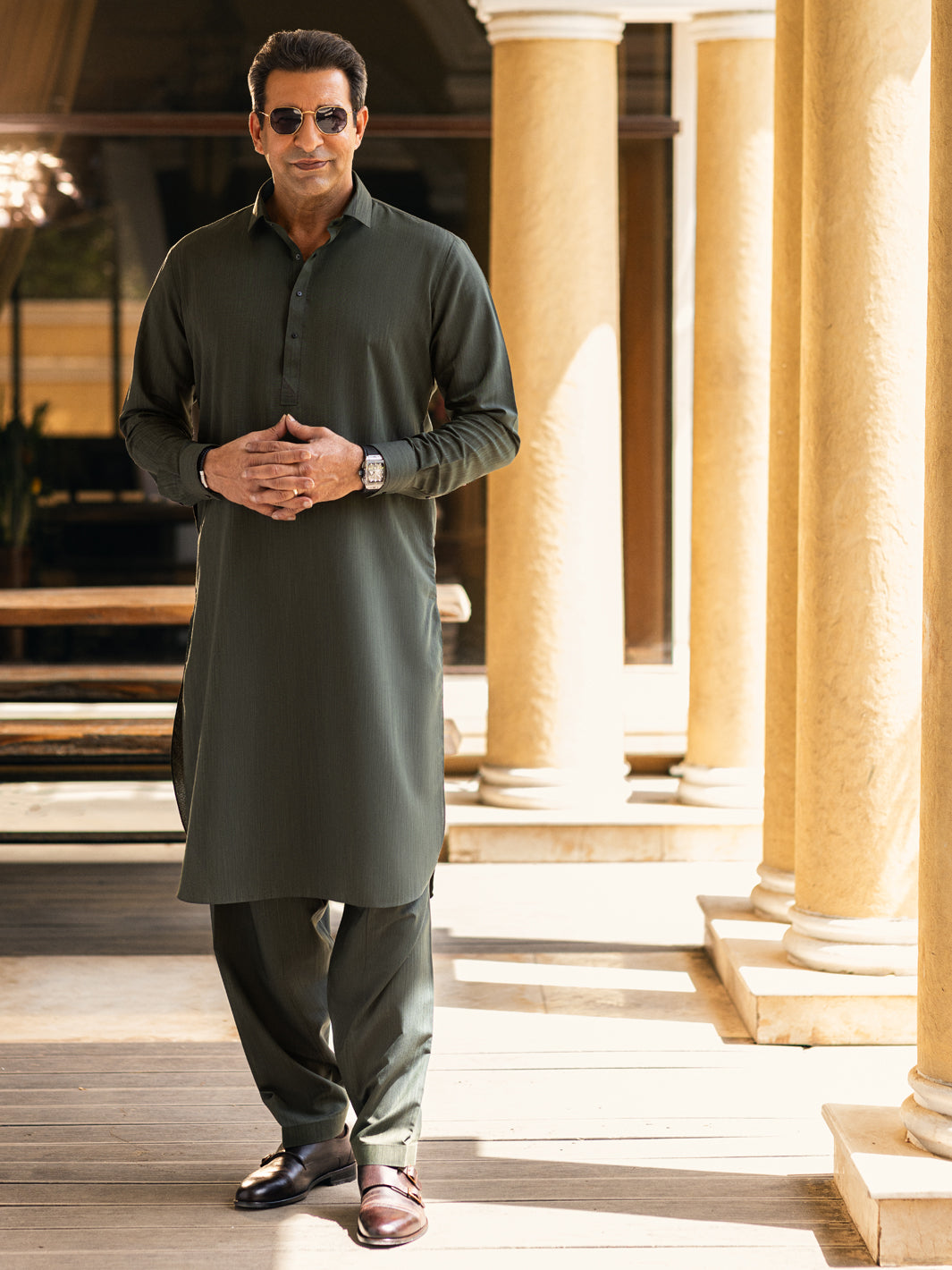 Polyester Green Kameez Shalwar - Almirah