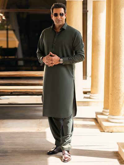 Polyester Green Kameez Shalwar - Almirah