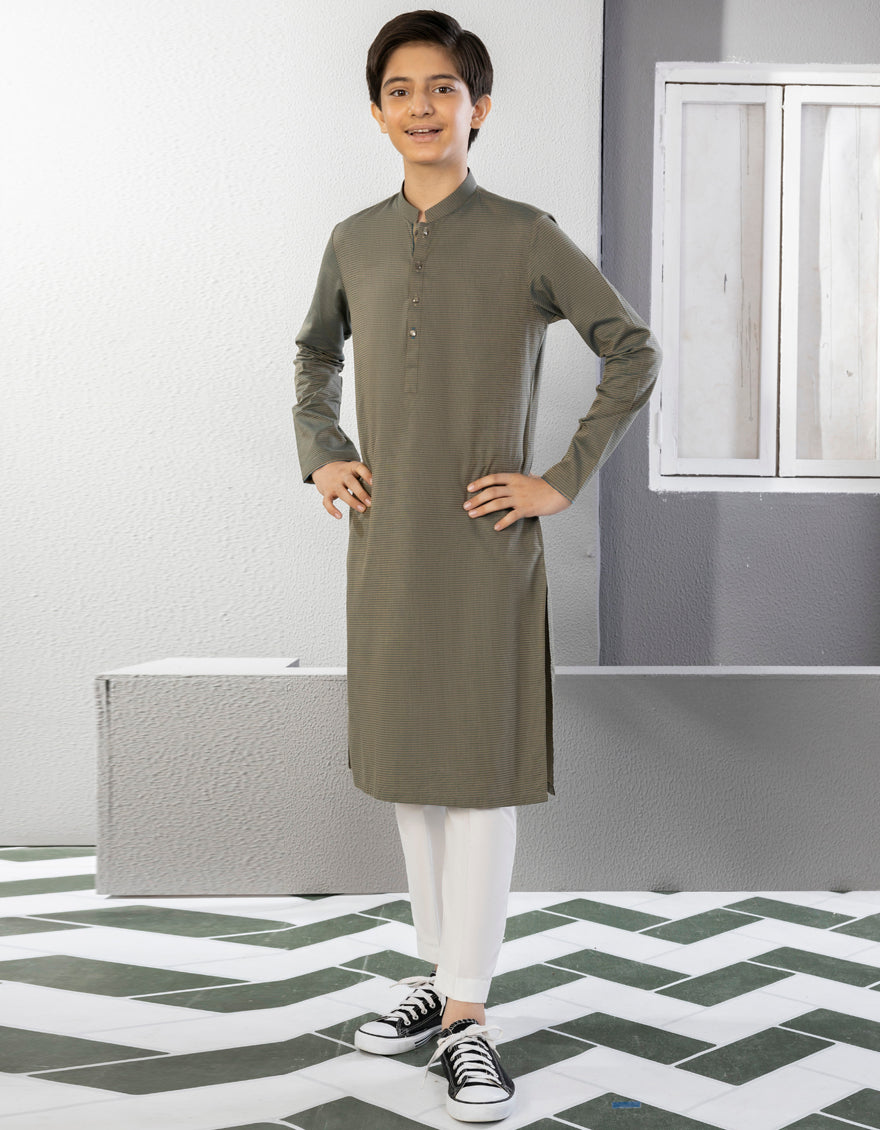 Cotton Shaded Blue Kurta - J. Junaid Jamshed