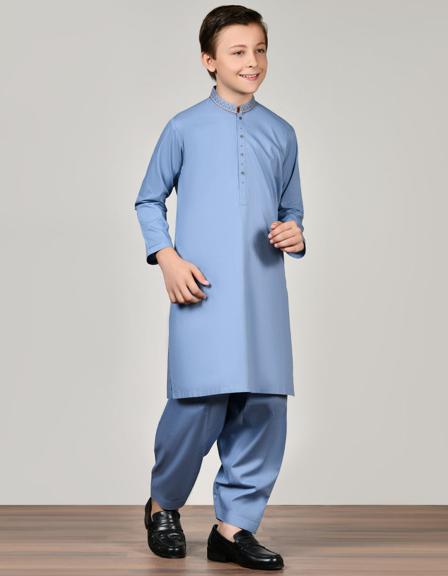 Cotton Pale Blue Shalwar Kameez - J. Junaid Jamshed