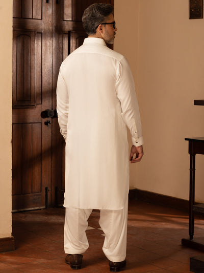 Blended White Kameez Shalwar - Almirah