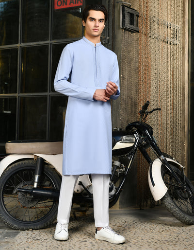 Blended Blue Kurta - J. Junaid Jamshed