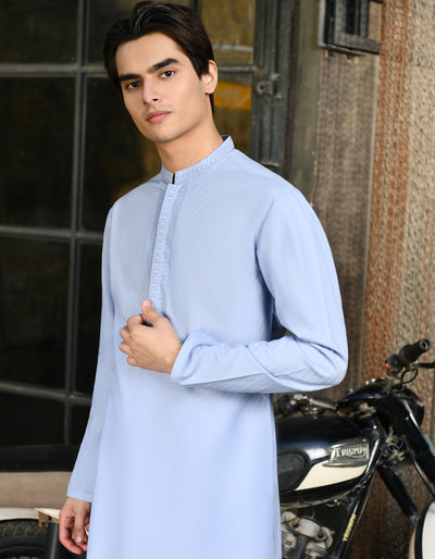 Blended Blue Kurta - J. Junaid Jamshed