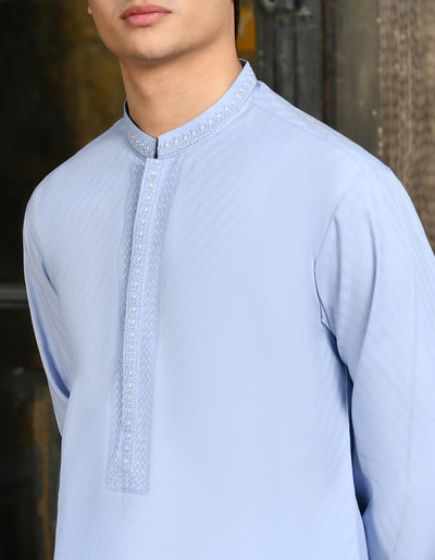 Blended Blue Kurta - J. Junaid Jamshed