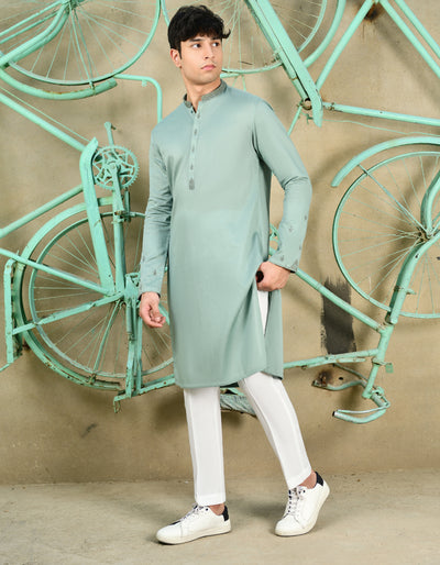 Cotton Green Kurta - J. Junaid Jamshed