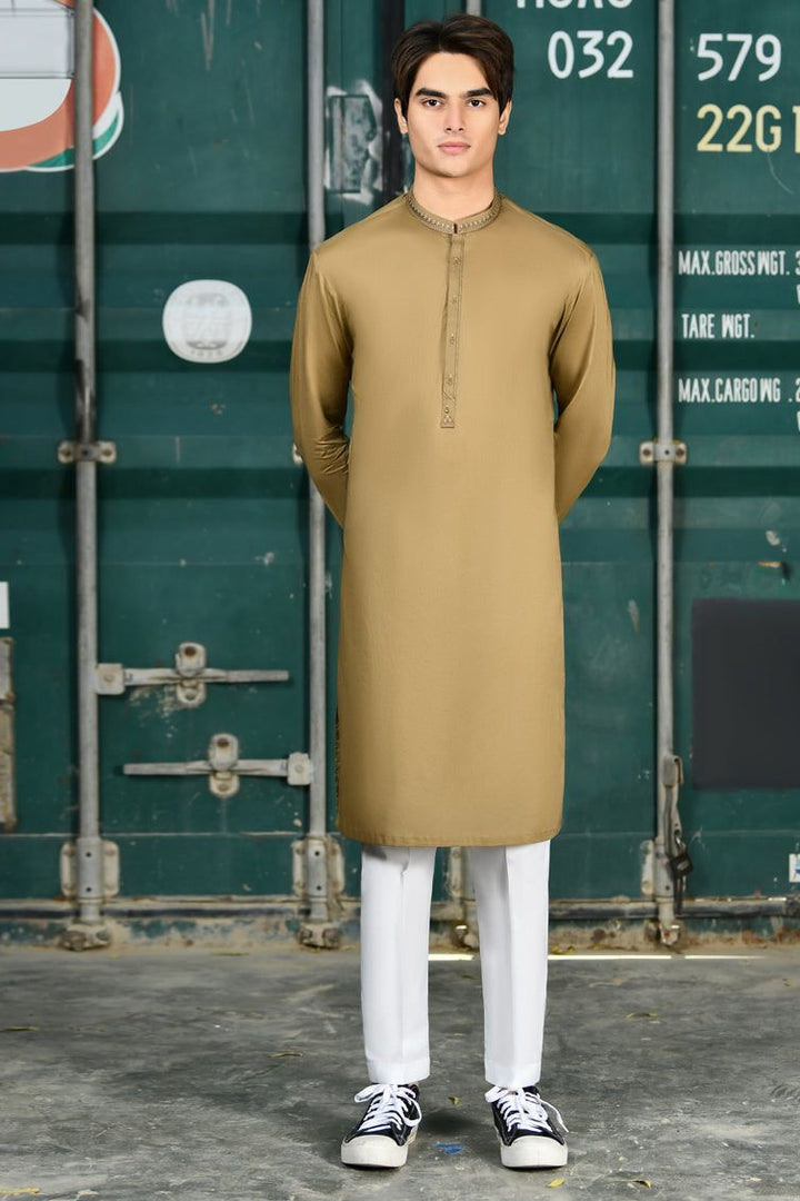 Cotton Light Brown Kurta - J. Junaid Jamshed