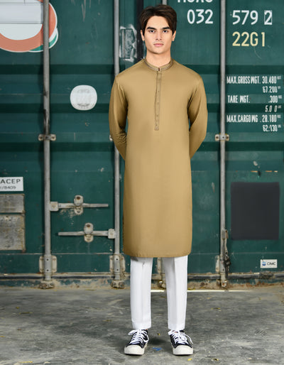 Cotton Light Brown Kurta - J. Junaid Jamshed