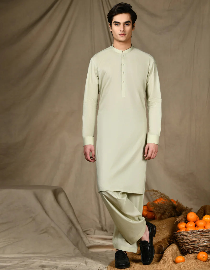 Cotton Green Kameez Shalwar - J. Junaid Jamshed