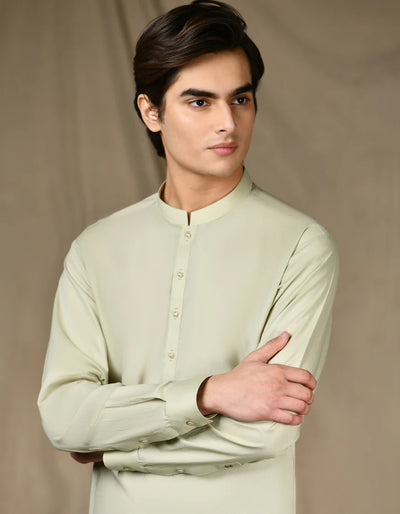 Cotton Green Kameez Shalwar - J. Junaid Jamshed
