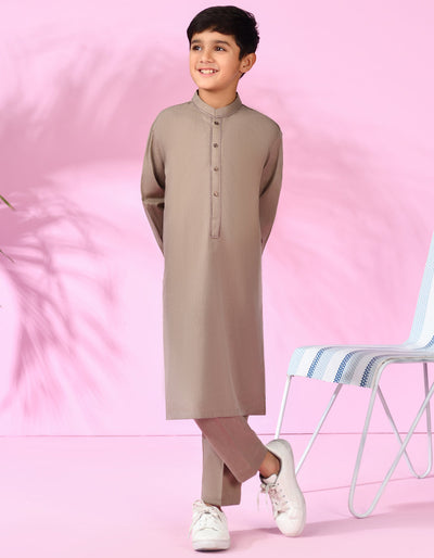 Blended Brown Kurta Trouser - J. Junaid Jamshed