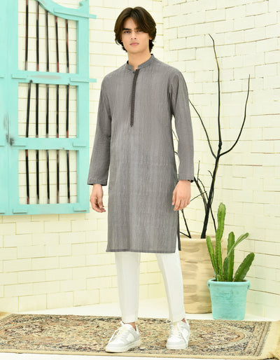 Cotton Grey Kurta - J. Junaid Jamshed