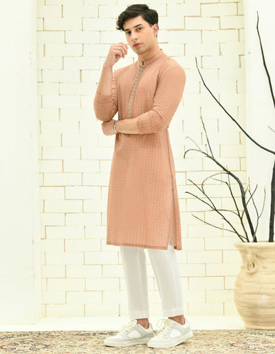 Cotton Orange Kurta - J. Junaid Jamshed