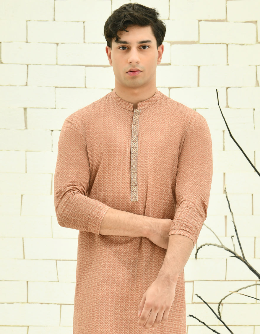 Cotton Orange Kurta - J. Junaid Jamshed