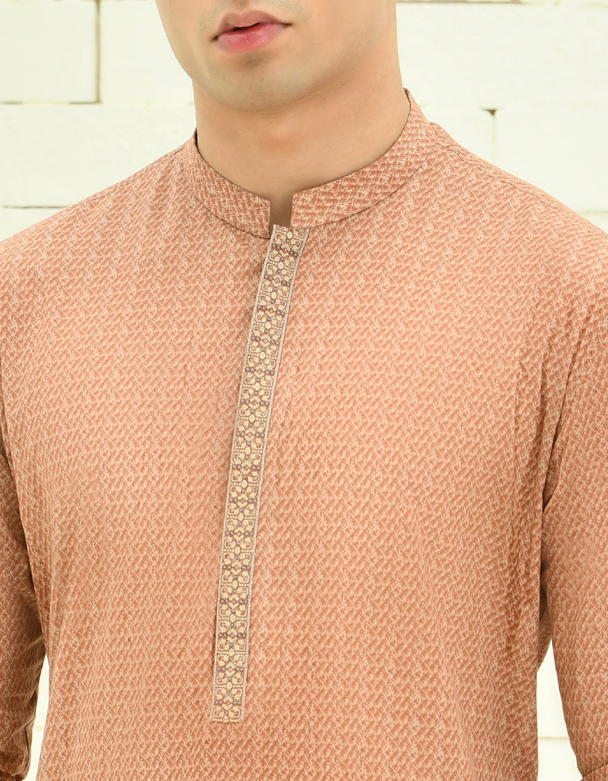 Cotton Orange Kurta - J. Junaid Jamshed