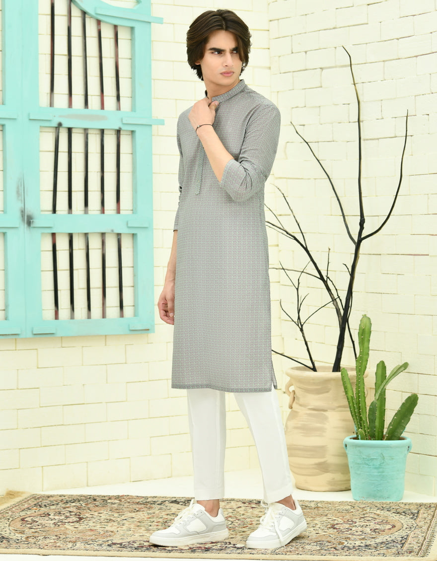 Cotton Green Kurta - J. Junaid Jamshed