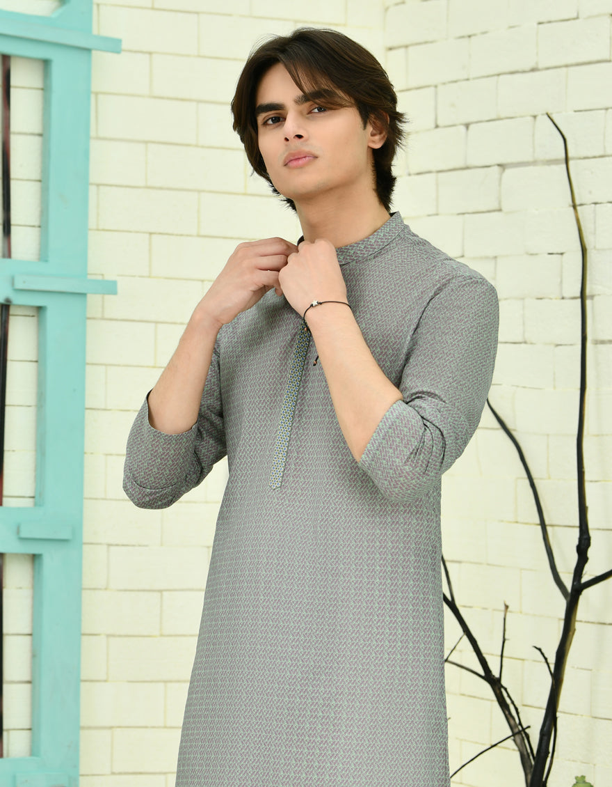 Cotton Green Kurta - J. Junaid Jamshed