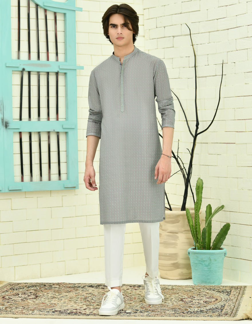 Cotton Green Kurta - J. Junaid Jamshed