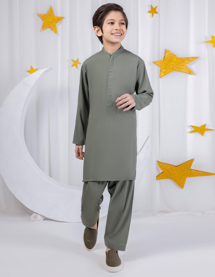 Blended Green Shalwar Kameez - J. Junaid Jamshed