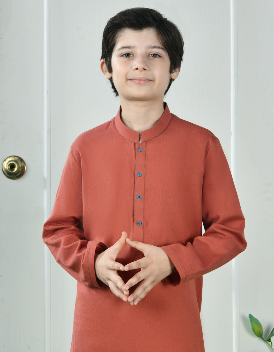 Cotton Orange Kurta - J. Junaid Jamshed