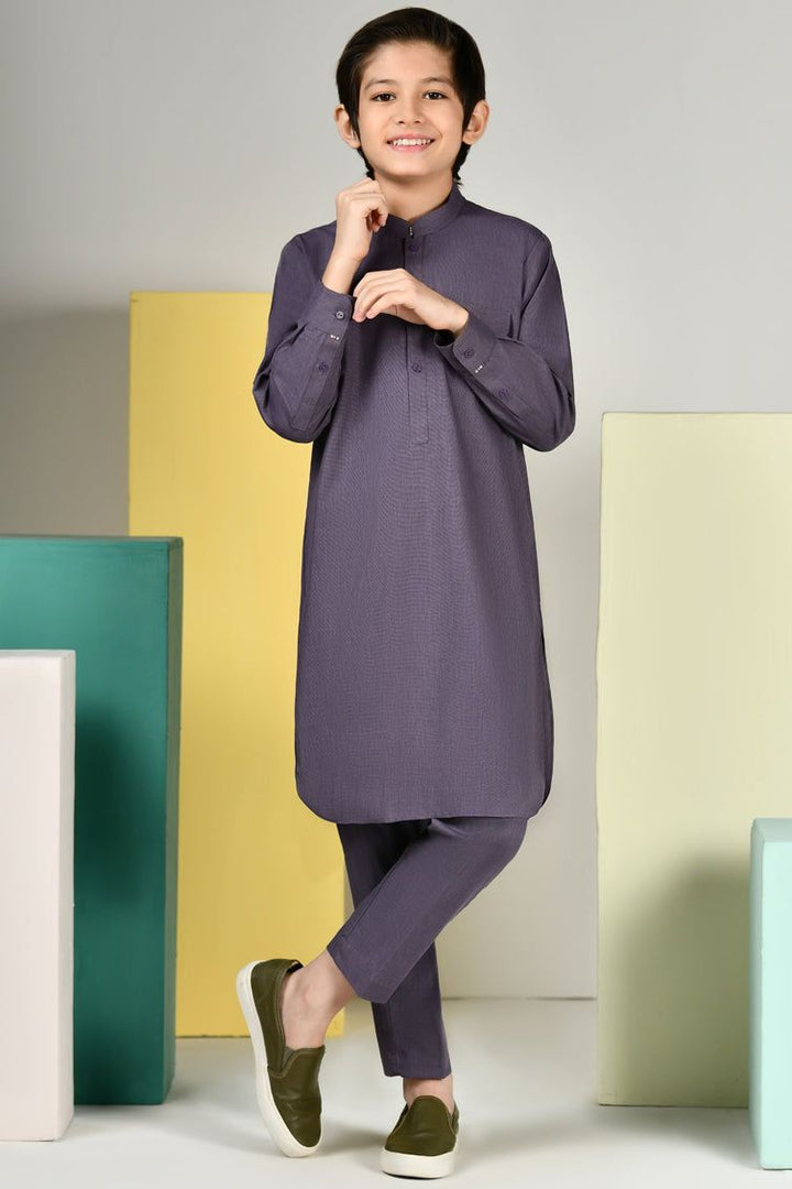 Blended Purple Kurta Trouser - J. Junaid Jamshed