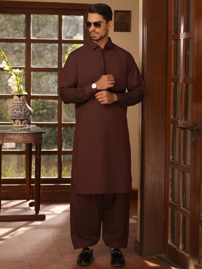 Polyester Maroon Kameez Shalwar - Almirah