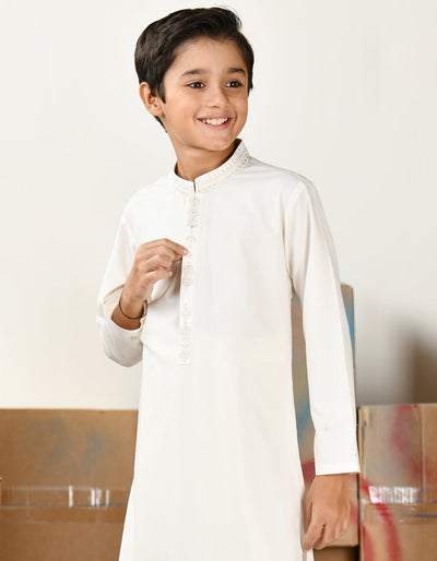 Blended Off White Shalwar Kameez - J. Junaid Jamshed